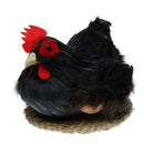 Realistic Lifelike Feather Hen With Egg Figurine Spring Decor Furry Animal