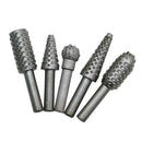 5 PCS Steel 1/4'' Shank Woodworking Router Drill Bits Rotary Files Plastic Wood Grinding Cutter