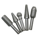 5 PCS Steel 1/4'' Shank Woodworking Router Drill Bits Rotary Files Plastic Wood Grinding Cutter