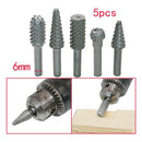 5 PCS Steel 1/4'' Shank Woodworking Router Drill Bits Rotary Files Plastic Wood Grinding Cutter