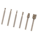 1/8'' Tool Drill Bits Set 6 pcs Steel Rotary Burrs High Speed Wood Carving
