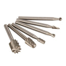 1/8'' Tool Drill Bits Set 6 pcs Steel Rotary Burrs High Speed Wood Carving