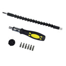 6pc Screw Bits 12'' 300mm Flexible 1/4'' Hex Screwdriver Extention Bar Drill Driver Shaft Hand Tool Repair Tools Set