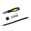 6pc Screw Bits 12'' 300mm Flexible 1/4'' Hex Screwdriver Extention Bar Drill Driver Shaft Hand Tool Repair Tools Set