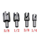 8x Carpentry Wood Plug Cutter Tool Drill Bit Set 5/8'' / 1/2'' / 3/8''/1/4'' Dowel Maker Cutting Shank Drill Bit 3/8'' 10mm Shank