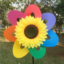 Large Plastic Seven Color Windspinner Sunflower Windmill Outdoor Garden