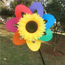 Large Plastic Seven Color Windspinner Sunflower Windmill Outdoor Garden