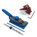 Drill Guide Pocket Hole Jig Kit Step Drilling Bit Woodwork Joint Tool Set with Self-tapper Screws & Plastic Plugs