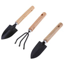3pc Mini Garden Gardening Plant Tools Set Shovel Rake Spade Wooden Handle
