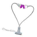 10W Dual Head LED Grow Light Full Spectrum Hydroponics Lamp with Flexible Desk Clip