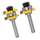 2pc 3 Tooth Mortise Tongue Groove Router Bit 3/4'' Stock In Each 1/4'' Tooth Wood Work