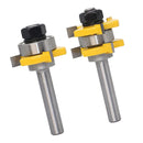 2pc 3 Tooth Mortise Tongue Groove Router Bit 3/4'' Stock In Each 1/4'' Tooth Wood Work