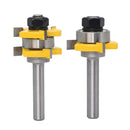2pc 3 Tooth Mortise Tongue Groove Router Bit 3/4'' Stock In Each 1/4'' Tooth Wood Work