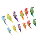 12pcs/Set Parrot Bird Artificial Feathered Animal Ornament Garden Decoration