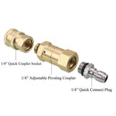 360 Degree Rotation Pivoting Coupler for Pressure Washer Nozzle 1/4'' Quick Connect 3600PSI