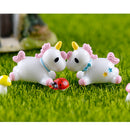 2pcs Mini Resin Cute Unicorn Shape Statues Home Garden Landscape Decor Bonsai Ornament