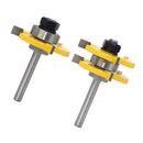 2Pieces Tongue and Groove Router Bit, Grooving Router Bit, 3 Teeth T Shape, 1/4"" Shank Wood Milling Saw Cutter New Woodworking Tools