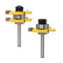 2Pieces Tongue and Groove Router Bit, Grooving Router Bit, 3 Teeth T Shape, 1/4"" Shank Wood Milling Saw Cutter New Woodworking Tools