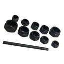 11Pcs Damaged Nut Bolt Extractor Set 9-19mm Hex Nut Remover Tool Black