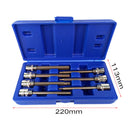 SAE Hex Socket Set 7pcs Long Reach 3/8'' Drive Key Bits Heat Treated Chrome Vanadium Steel Sockets