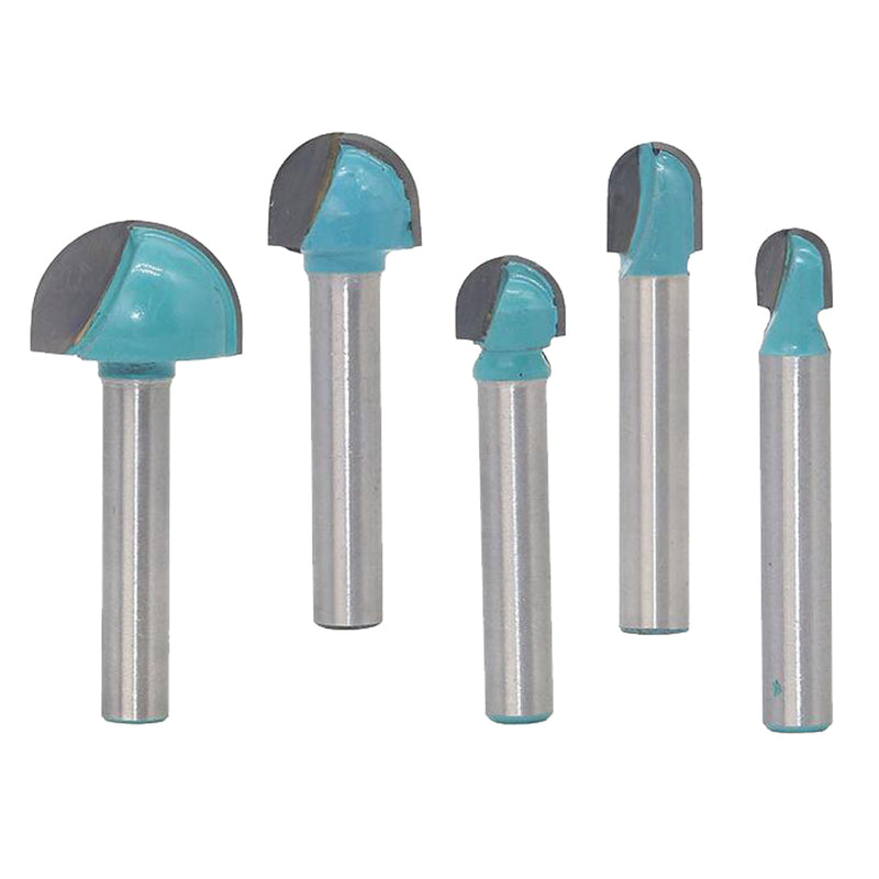 5Pcs 6mm Shank Round Nose Cove Core Box Router Bit Cutter for Woodworking
