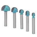 5Pcs 6mm Shank Round Nose Cove Core Box Router Bit Cutter for Woodworking