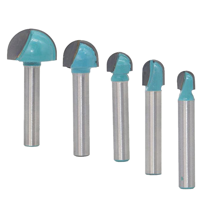 5Pcs 6mm Shank Round Nose Cove Core Box Router Bit Cutter for Woodworking