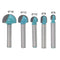 5Pcs 6mm Shank Round Nose Cove Core Box Router Bit Cutter for Woodworking
