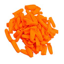100 Pack Disposable Latex Finger Cots Sets, Non-Slip Fingertips Plastic Protective Gloves Set for Food Beauty Tattoo, Universal Fit, Orange