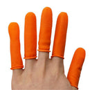 100 Pack Disposable Latex Finger Cots Sets, Non-Slip Fingertips Plastic Protective Gloves Set for Food Beauty Tattoo, Universal Fit, Orange