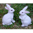 Lifelike Rabbits Sculpture Statue Lawn Ornament Home Office Table Decoration, 1 Pair