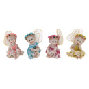 Table Miniature Ornament Sculptures Resin Sitting Flower Fairy Statues for Home Garden Outdoor Scene Decoration, 4pcs