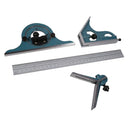 4 x Stainless Steel Combination Square Set Universal Bevel Protractor 0-180 Degree