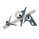 4 x Stainless Steel Combination Square Set Universal Bevel Protractor 0-180 Degree