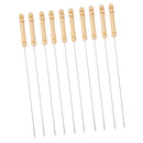 Barbecue Skewers Set/Stainless Steel Round BBQ Kabob Sticks/Grilling Skewers,Wooden Handle to Protect Your Hands,Set of 10