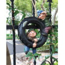 Statue Resin Swing Boys Decor Simulation Home Garden Craft with Round Tire