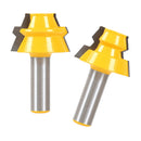 2Pieces 22.5 Degree Lock Miter Router Bit Woodwork Cutter Tool with 1/2'' Shank