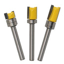 Mortise Template Flush Trim Router Bit Milling Cutter 6mm Shank with Bearing Woodworking DIY Tools, 3 Pack