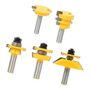 5pcs Carbide Router Bit Set 1/2 Shank Milling Cutter Tongue and Groove Router Bit Set Woodworking Tools