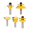5pcs Carbide Router Bit Set 1/2 Shank Milling Cutter Tongue and Groove Router Bit Set Woodworking Tools
