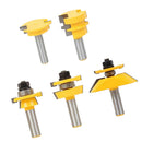 5pcs Carbide Router Bit Set 1/2 Shank Milling Cutter Tongue and Groove Router Bit Set Woodworking Tools