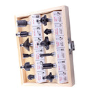 12pcs Router Bit Set 8mm Shank Wood Cutter Tail Carbide Wood Mill Cutting Engraving Sculpture Cutting Tools with Wooden Box