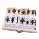 12pcs Router Bit Set 8mm Shank Wood Cutter Tail Carbide Wood Mill Cutting Engraving Sculpture Cutting Tools with Wooden Box