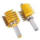 2pcs Finger Joint Router Bit with 1/2 inch Shank, Reversible Finger Joint Glue Joint Router Bit for Woodworking