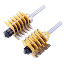 2 Pieces Professional Adjustable 8mm Shank Finger Joint Router Bit with 1-7/8-Inch, 1-1/4-inch Diameter