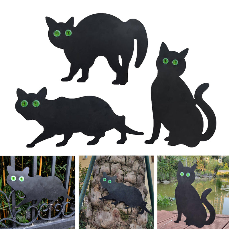 Lot of 3 Garden Scare Black Cat-Shaped Dissuasive Statues