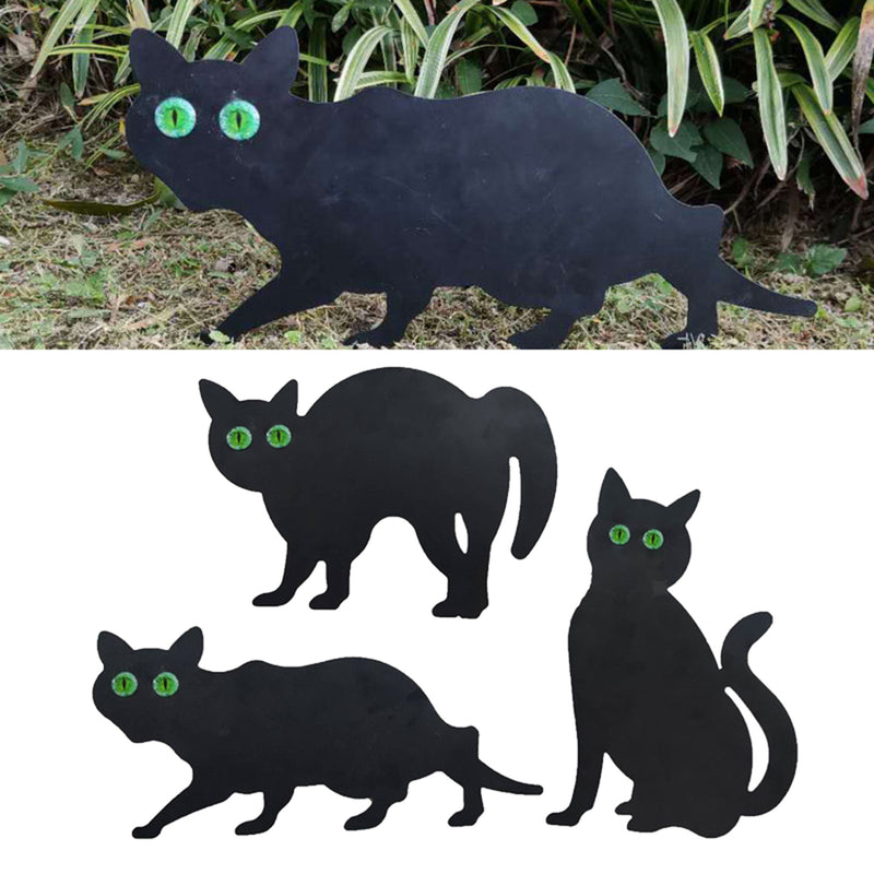 Lot of 3 Garden Scare Black Cat-Shaped Dissuasive Statues