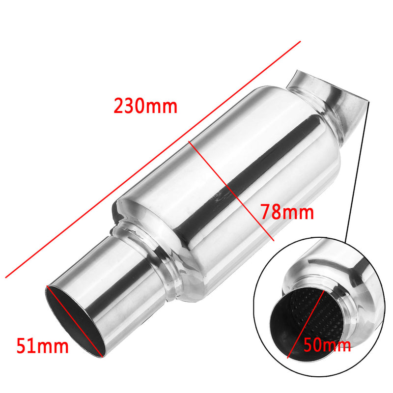 2" 51mm 2'' Inlet Car Exhaust Pipe Muffler Silencer Resonator Bent Stainless Steel Chrome