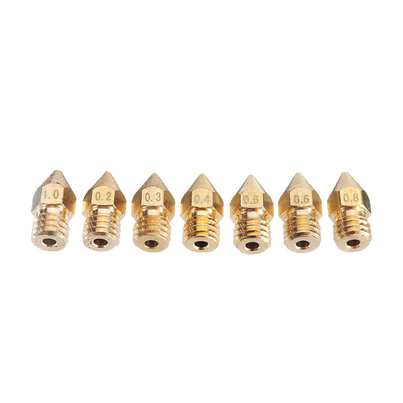 2Pcs 1.75mm 0.2mm~1.0mm Brass Nozzle+10Pcs 0.4mm Brass Nozzle With Lettering+30MM M6 Throat Kit Boxed for 3D Printer Reprap