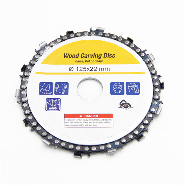 5 Inch Yellow/Purple Grinder Chain Disc 22mm Arbor 14 Teeth Wood Carving Disc For 125mm Angle Grinder